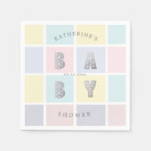 Pastel Kleurenblok Zilver Baby shower Servet (Voorkant)