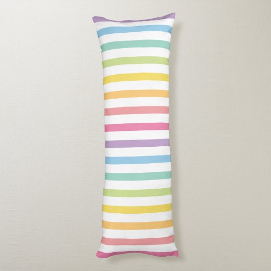 Pastel-kleurenregenboogstrips Lichaamskussen (Achterkant (Verticaal))