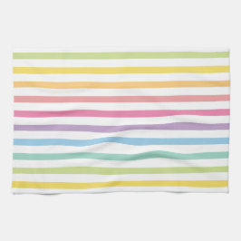 Pastel-kleurenregenboogstrips Theedoek
