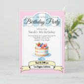 pastel kleurentaart, uitnodiging voor verjaardagsf (Staand voorkant)