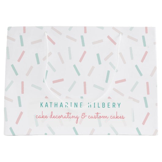 Pastel Kleurige Spikkels Wit Groot Cadeauzakje (Voorkant)