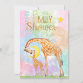 Pastel Kleurmoeder en Baby Baby shower Giraffe Kaart (Voorkant)