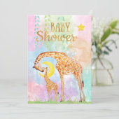 Pastel Kleurmoeder en Baby Baby shower Giraffe Kaart (Staand voorkant)