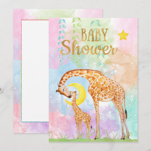 Pastel Kleurmoeder en Baby Baby shower Giraffe Kaart