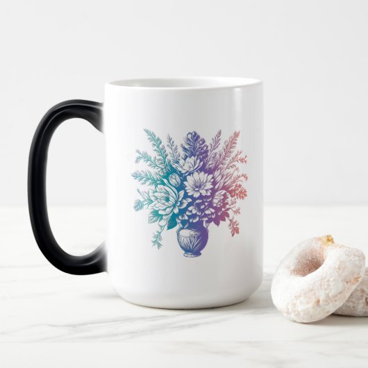  pastel kleurrijk Floral design Magische Mok (Met donut)