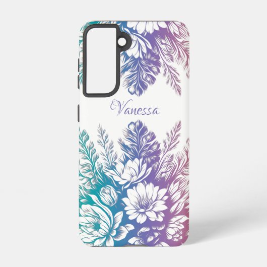  pastel kleurrijk Floral design Samsung Galaxy Hoesje (Achterkant)