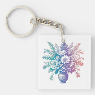 pastel kleurrijk Floral design Sleutelhanger