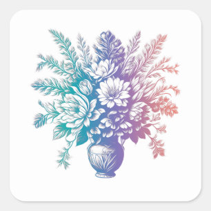 pastel kleurrijk Floral design Vierkante Sticker