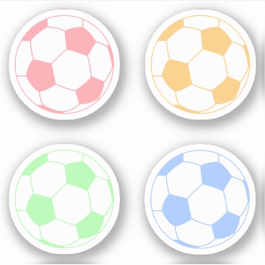 Pastel Kleurrijk Voetbal Sticker (Voorkant)