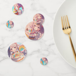 Pastel kleurrijke anime meisje verjaardag confetti