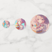 Pastel kleurrijke anime meisje verjaardag confetti (Voorkanten)