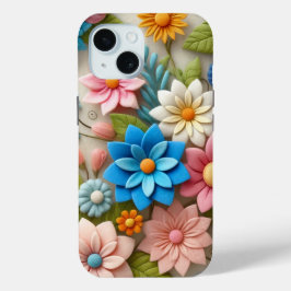 Pastel kleurrijke bloem iPhone 15 case
