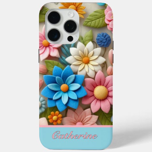Pastel Kleurrijke Bloemen Aangepaste Naam Case-Mate iPhone Case (Achterkant)