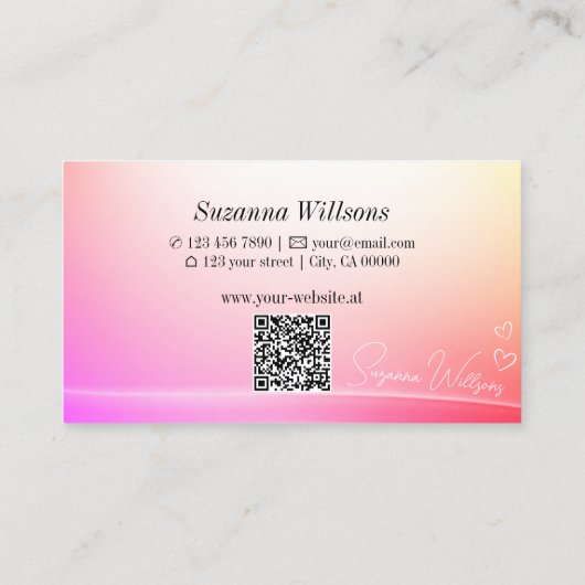  pastel kleurrijke gebogen decor met QR-code Visitekaartje (Achterkant)