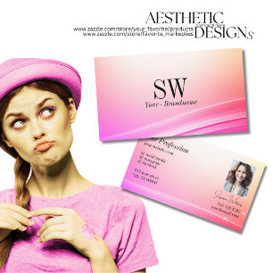 pastel kleurrijke gebogen decor monogram foto visitekaartje