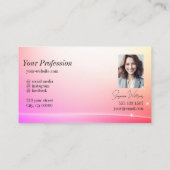  pastel kleurrijke gebogen decor monogram foto visitekaartje (Achterkant)