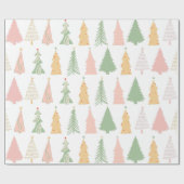 Pastel Kleurrijke Kerst Bomen Wrapping Papier (Vlak)