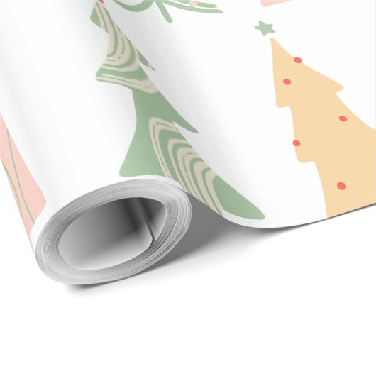 Pastel Kleurrijke Kerst Bomen Wrapping Papier (Rol Hoek)