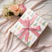 Pastel Kleurrijke Kerst Bomen Wrapping Papier