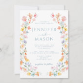 Pastel Kleurrijke Meadow Flower Wildflower Wedding Kaart (Voorkant)