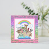 Pastel kleurrijke NOAHS ARK PARTY-INVITATIE Kaart (Staand voorkant)