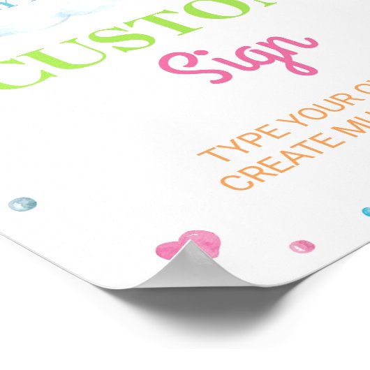 Pastel Kleurrijke Regenboog 1e Verjaardag Custom S Poster (Hoek)