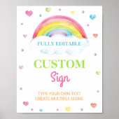 Pastel Kleurrijke Regenboog 1e Verjaardag Custom S Poster (Voorkant)