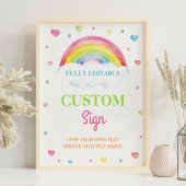 Pastel Kleurrijke Regenboog 1e Verjaardag Custom S Poster