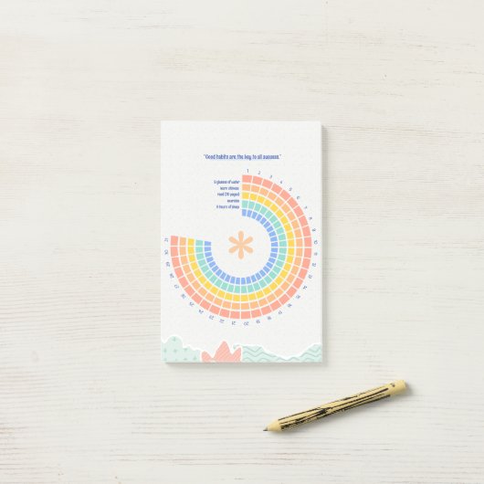 Pastel Kleurrijke Regenboog Boho Custom Maandelijk Post-it® Notes (Op bureau)