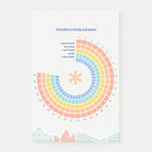 Pastel Kleurrijke Regenboog Boho Custom Maandelijk Post-it® Notes (Voorkant)