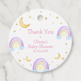 Pastel Kleurrijke Regenboog Maan Ster Baby shower Bedankjes Labels