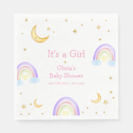 Pastel Kleurrijke Regenboog Maan Ster Baby shower Servet