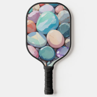 Pastel kleurrijke stenen pickleball paddle