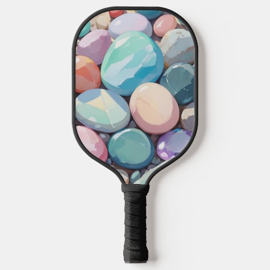 Pastel kleurrijke stenen pickleball paddle (Voorkant)