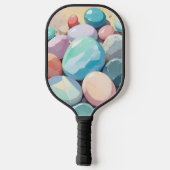 Pastel kleurrijke stenen pickleball paddle (Achterkant)