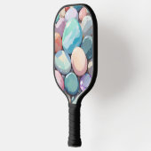 Pastel kleurrijke stenen pickleball paddle (Links)