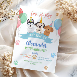 Pastel kleurrijke verjaardag laten we feesten hond kaart