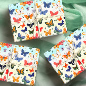 Pastel kleurrijke vlinder Waterverf achtergrond Cadeaupapier