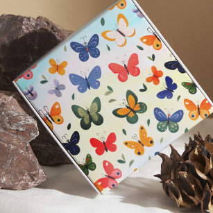 Pastel kleurrijke vlinder Waterverf achtergrond Cadeaupapier