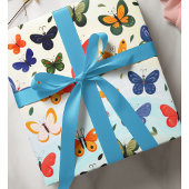 Pastel kleurrijke vlinder Waterverf achtergrond Cadeaupapier