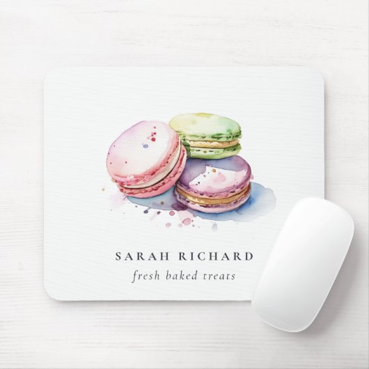 Pastel Kleurrijke Waterverf Franse Macarons Bakker Muismat (Met muis)