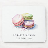 Pastel Kleurrijke Waterverf Franse Macarons Bakker Muismat (Voorkant)