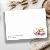 Pastel Kleurrijke Waterverf Franse Macarons Bakker Notitiekaartje