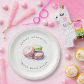 Pastel Kleurrijke Waterverf Franse Macarons Bakker Papieren Bordje (Feest)