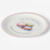 Pastel Kleurrijke Waterverf Franse Macarons Bakker Papieren Bordje (Gekanteld)