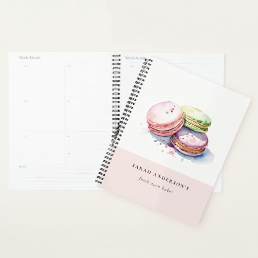 Pastel Kleurrijke Waterverf Franse Macarons Bakker Planner (Display)