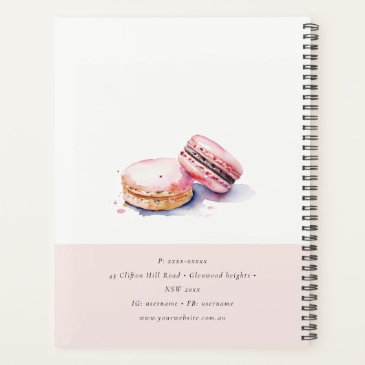Pastel Kleurrijke Waterverf Franse Macarons Bakker Planner (Achterkant)