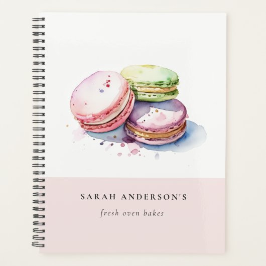 Pastel Kleurrijke Waterverf Franse Macarons Bakker Planner (Voorkant)