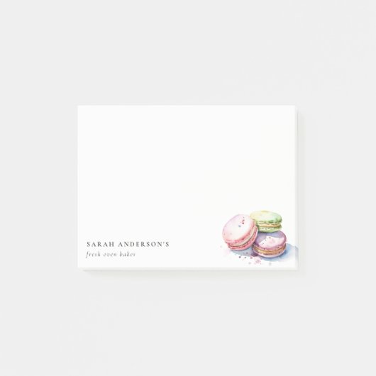 Pastel Kleurrijke Waterverf Franse Macarons Bakker Post-it® Notes (Voorkant)