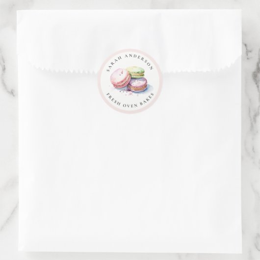 Pastel Kleurrijke Waterverf Franse Macarons Bakker Ronde Sticker (Tas)